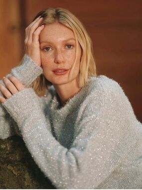 H&M silver metallic tinsel sparkly glitter oversized Sweater